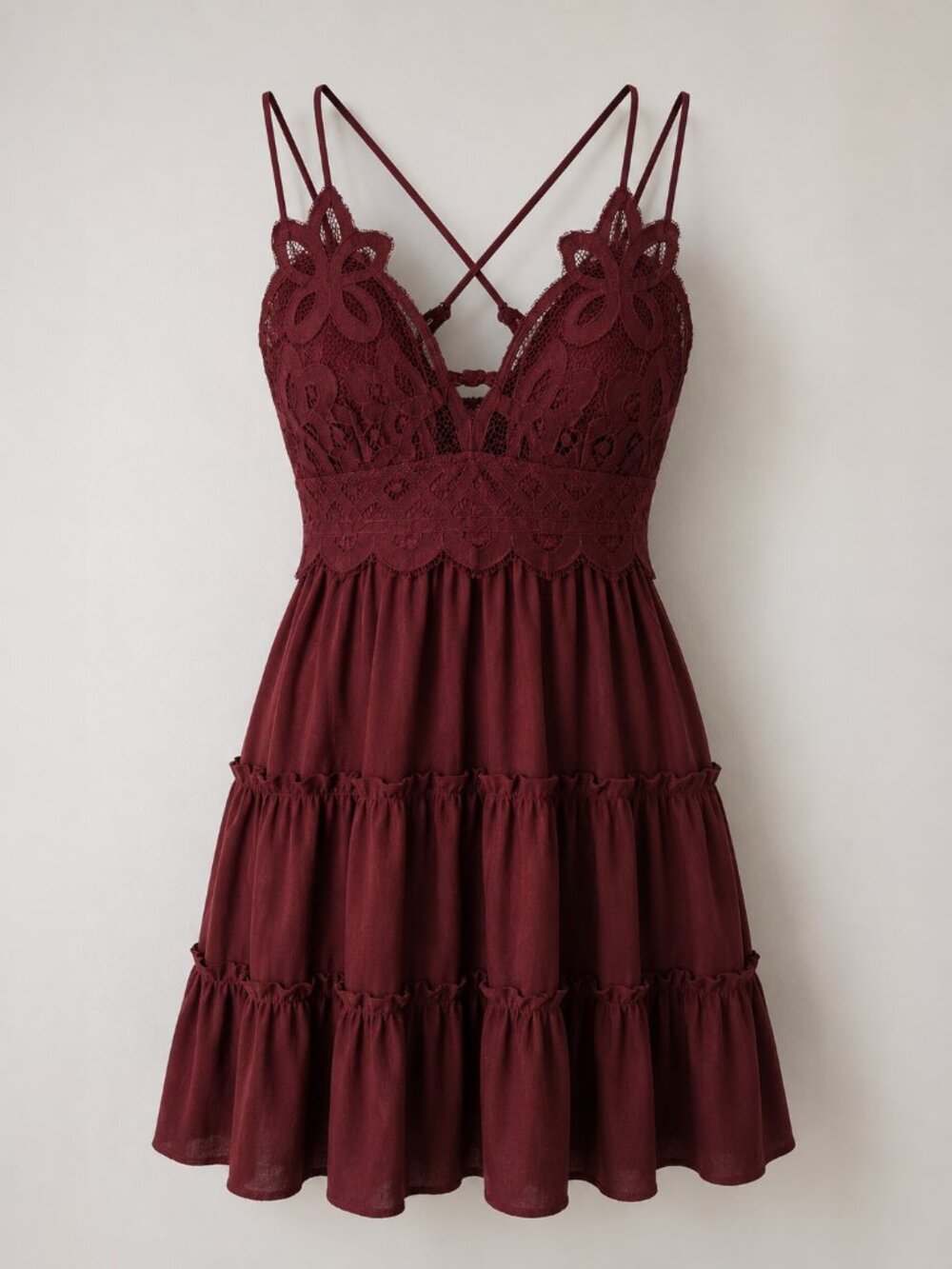 Zenana Lace Cami Tank Top Brown Rust Boho Stretch Sleeveless Size Small